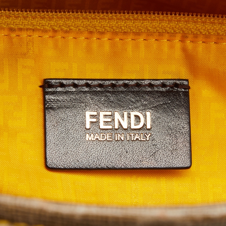 Pre Owned Fendi Brown Zucca Coated Canvas and Leather Roll Tote