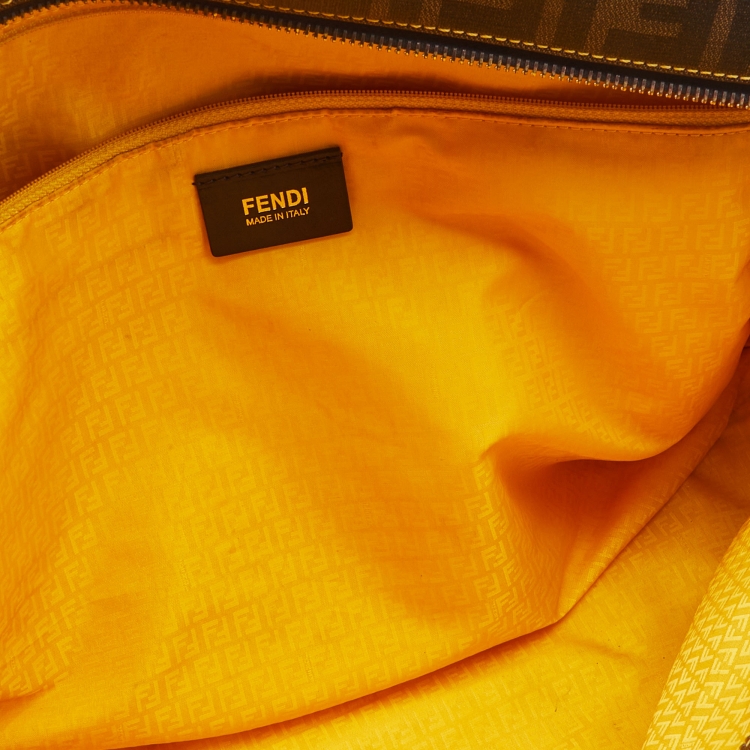 Pre Owned Fendi Brown Zucca Coated Canvas and Leather Roll Tote