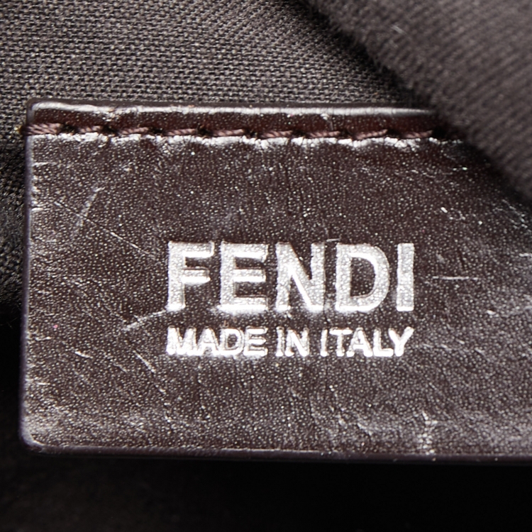Pre Owned Fendi Tobacco Stripe Canvas and Leather Saddle Top Handle Bag