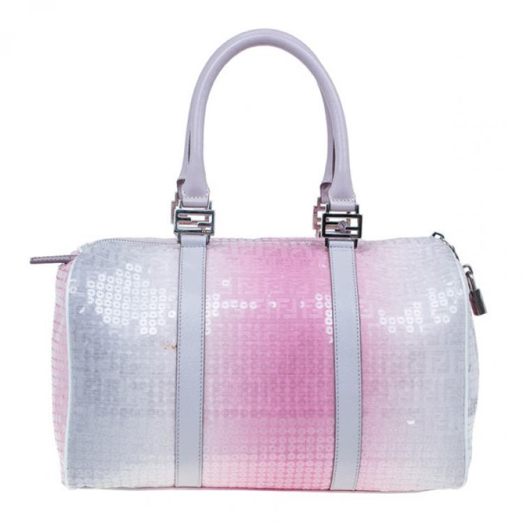 Pre Owned Fendi Pink Sequinned Forever Boston