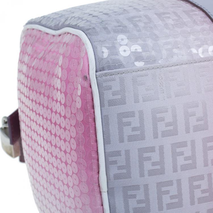 Pre Owned Fendi Pink Sequinned Forever Boston