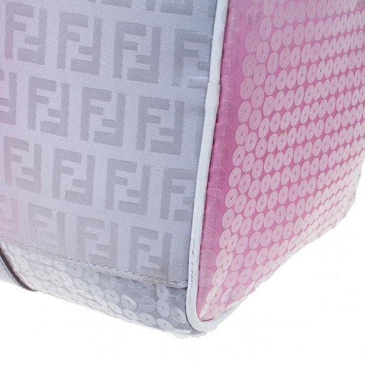 Pre Owned Fendi Pink Sequinned Forever Boston