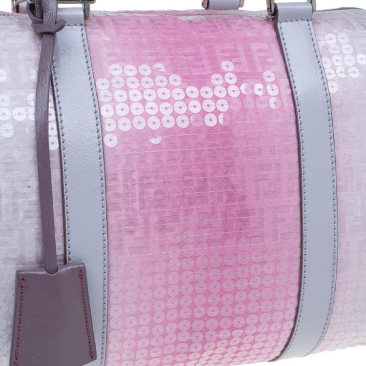 Pre Owned Fendi Pink Sequinned Forever Boston