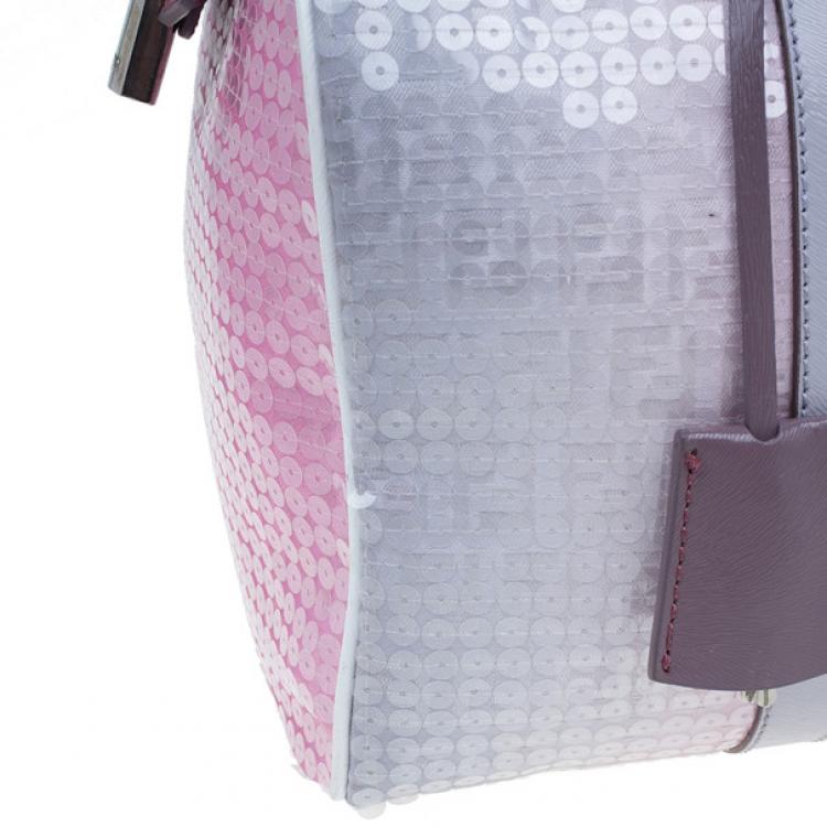 Pre Owned Fendi Pink Sequinned Forever Boston