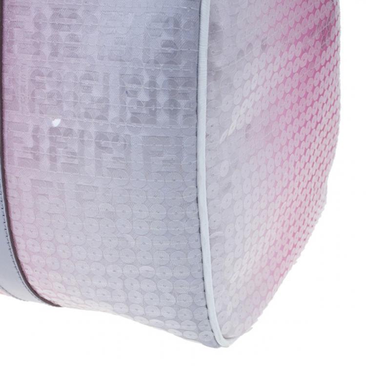 Pre Owned Fendi Pink Sequinned Forever Boston