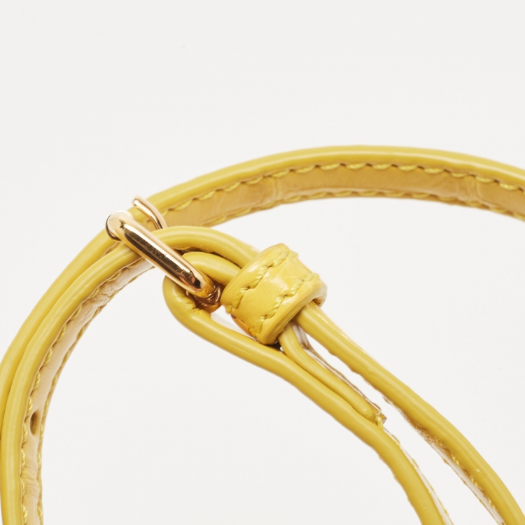 Pre Owned Fendi Yellow Crocodile Leather Mini Peekaboo Top Handle Bag