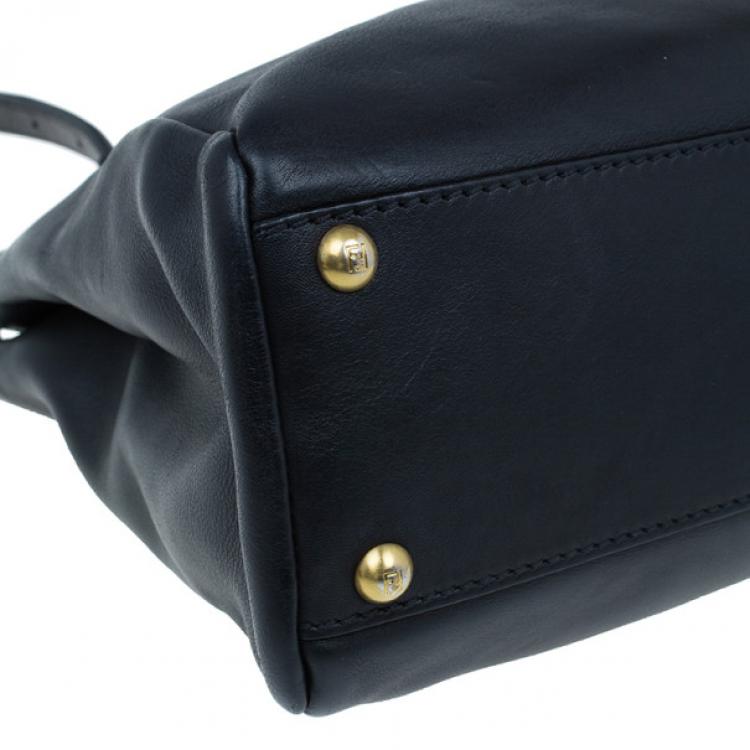 Pre Owned Fendi Black Calfskin Leather Small Peekaboo Tote