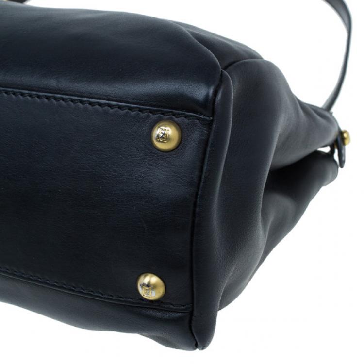 Pre Owned Fendi Black Calfskin Leather Small Peekaboo Tote