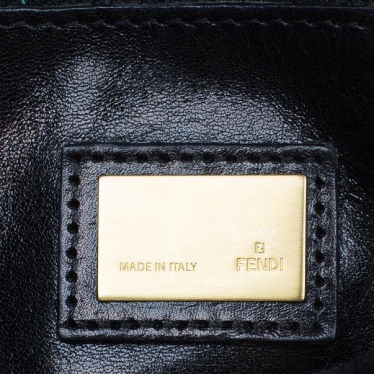 Pre Owned Fendi Black Calfskin Leather Small Peekaboo Tote