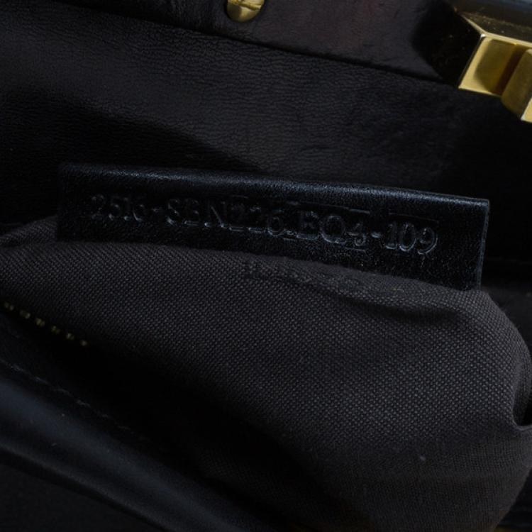 Pre Owned Fendi Black Calfskin Leather Small Peekaboo Tote