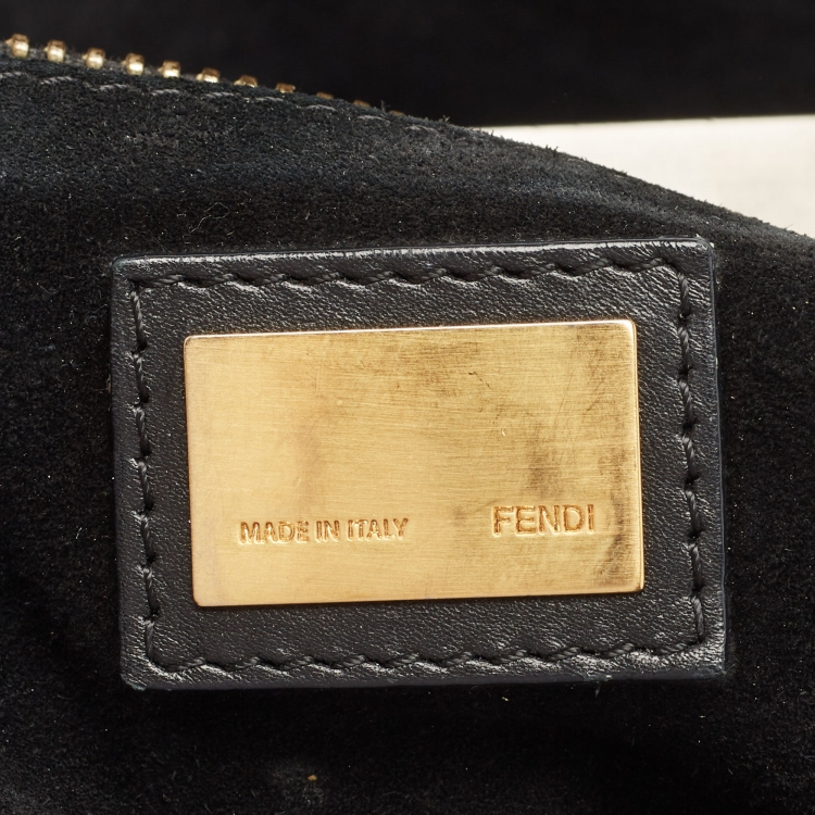 Pre Owned Fendi Black Leather Large Peekaboo Top Handle Bag