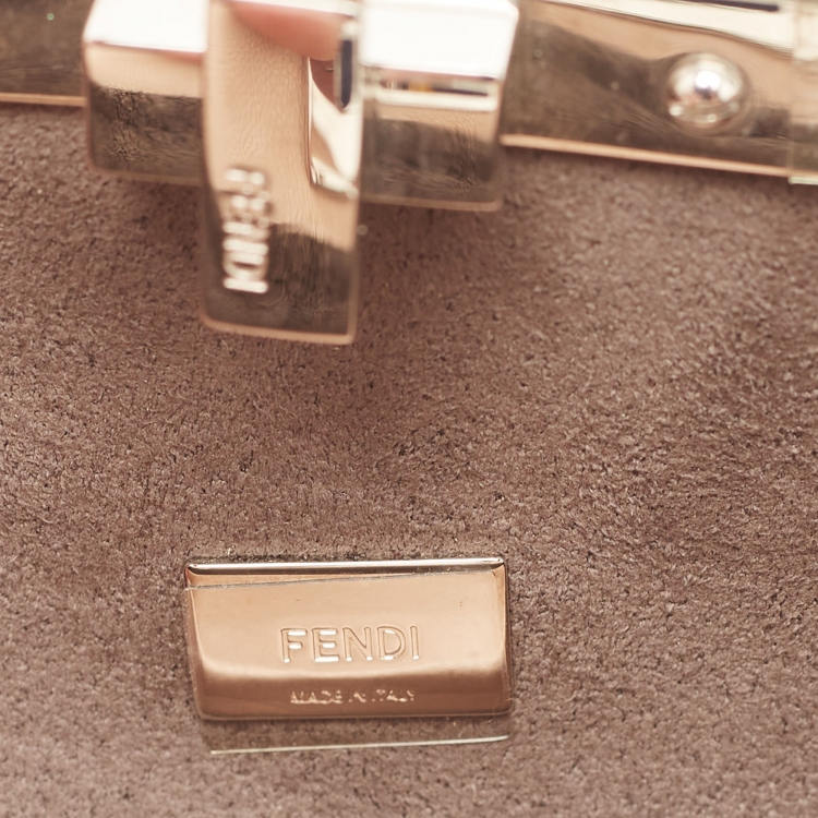 Pre Owned Fendi Powder Pink Shearling and Leather Micro Peekaboo Bag