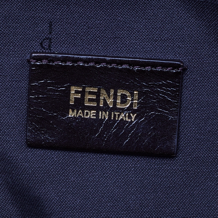 Pre Owned Fendi Tobacco Zucca Canvas and Leather Double Zip Tote