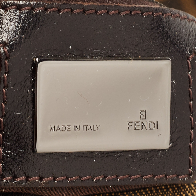Pre Owned Fendi Brown Zucca Canvas And Leather Baguette Bag