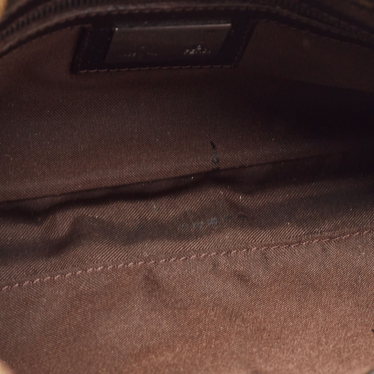Pre Owned Fendi Brown Zucca Canvas And Leather Baguette Bag