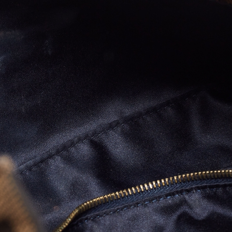 Pre Owned Fendi Tobacco Zucca Canvas Bead Embellished Baguette Bag