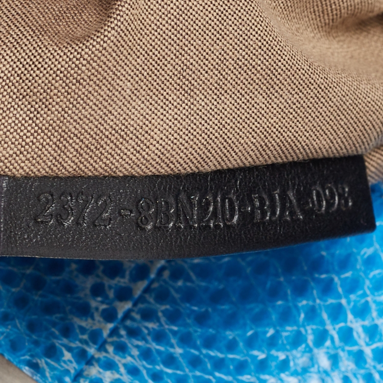 Pre Owned Fendi Beige/Blue Raffia and Watersnake Large Peekaboo Top Handle Bag