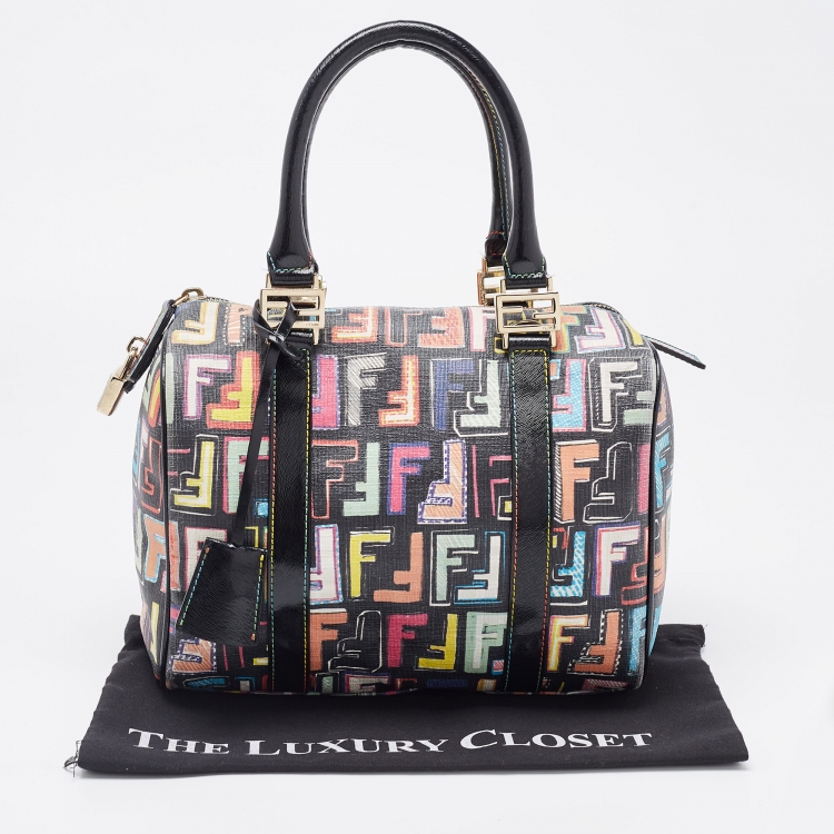 Pre Owned Fendi Multicolor Coated Canvas Forever Bauletto Boston Bag