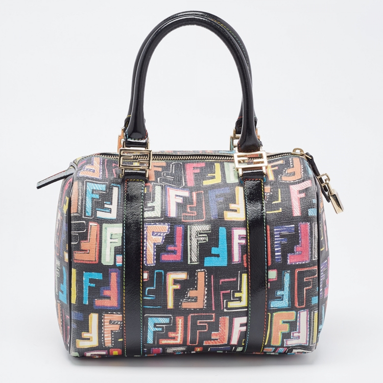 Pre Owned Fendi Multicolor Coated Canvas Forever Bauletto Boston Bag