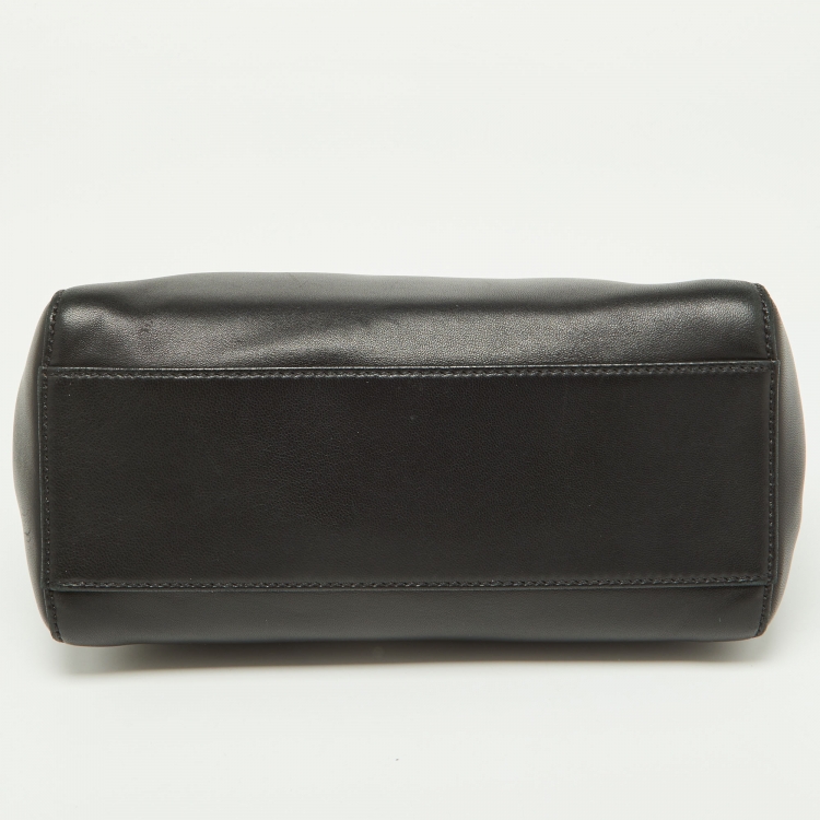 Pre Owned Fendi Black Leather Mini Peekaboo Top Handle Bag