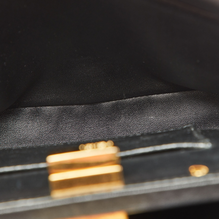 Pre Owned Fendi Black Leather Mini Peekaboo Top Handle Bag