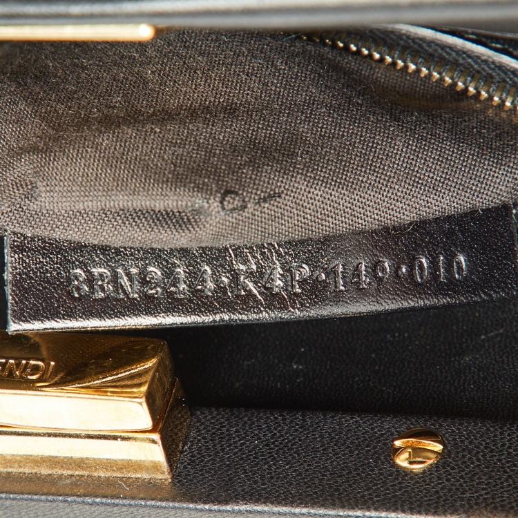Pre Owned Fendi Black Leather Mini Peekaboo Top Handle Bag