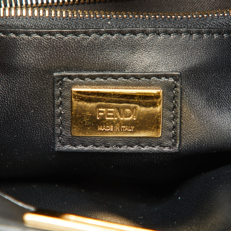 Pre Owned Fendi Black Leather Mini Peekaboo Top Handle Bag