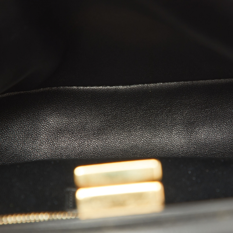 Pre Owned Fendi Black Leather Mini Peekaboo Top Handle Bag