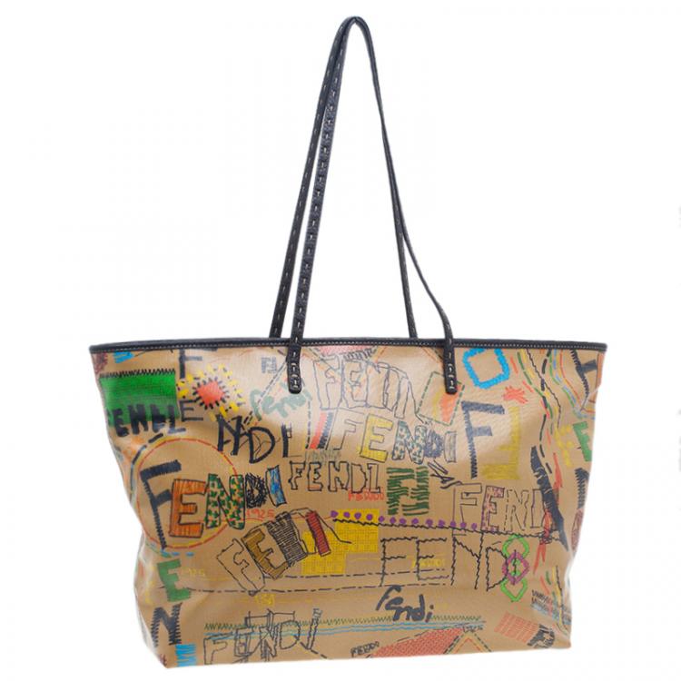 مملوكة مسبقًا Fendi Graffiti Multicolor Roll Tote Shopper Bag