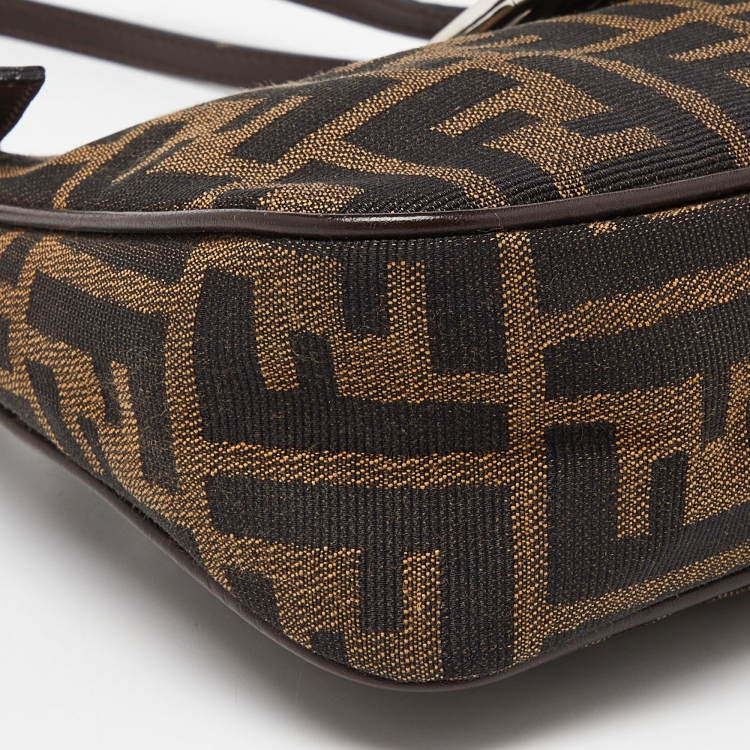 Pre Owned Fendi Tobacco Zucca Canvas and Leather Baguette Bag