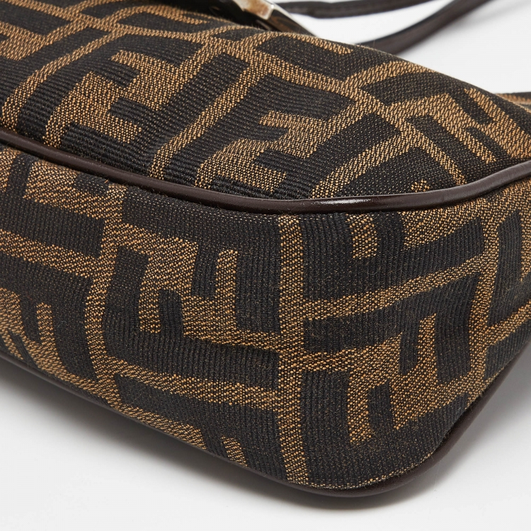 Pre Owned Fendi Tobacco Zucca Canvas and Leather Baguette Bag
