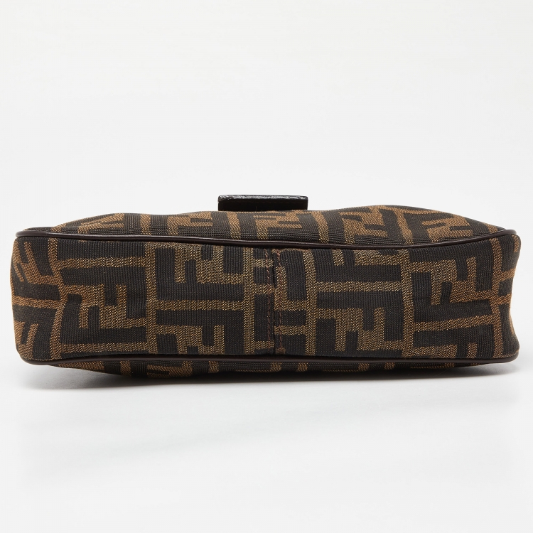 Pre Owned Fendi Tobacco Zucca Canvas and Leather Baguette Bag