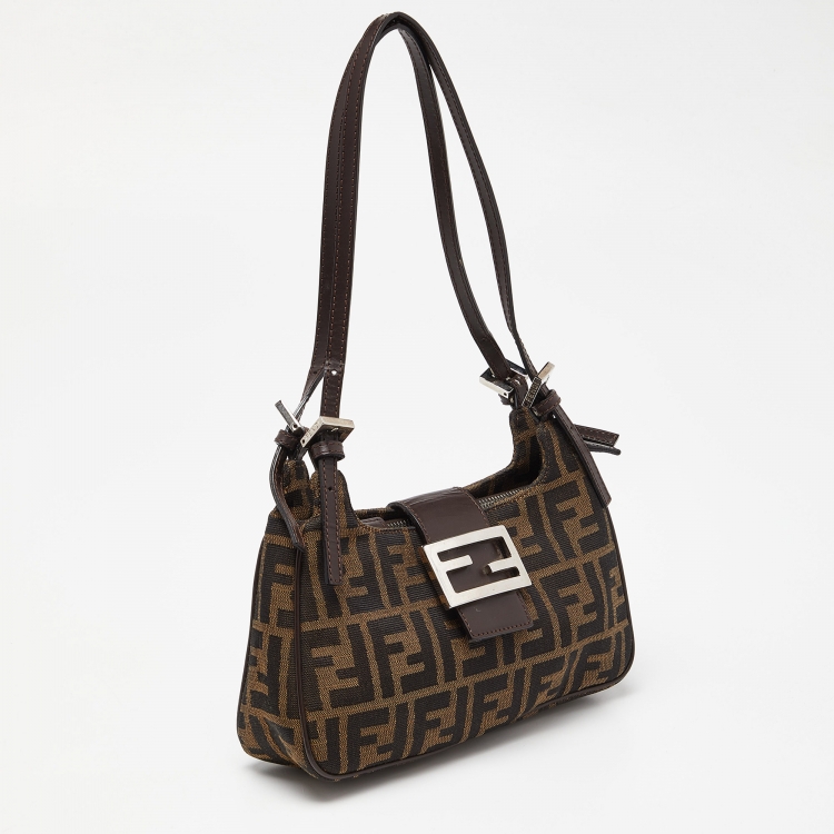 Pre Owned Fendi Tobacco Zucca Canvas and Leather Baguette Bag