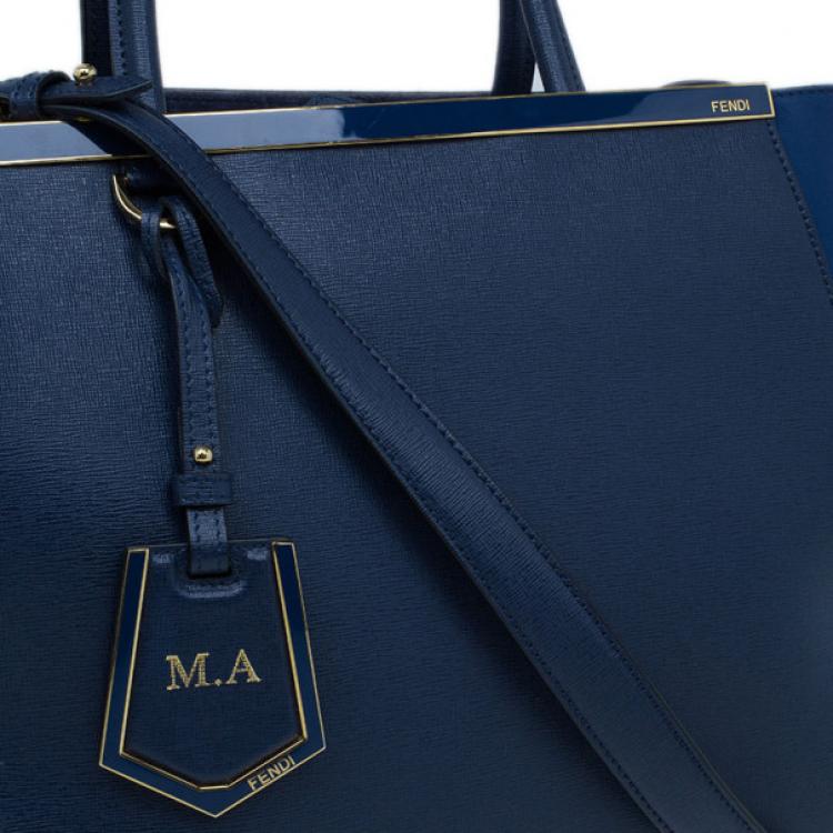 Pre Owned Fendi Navy Blue Calfskin Regular 2Jours Tote