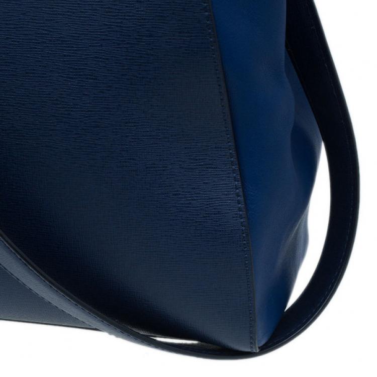 Pre Owned Fendi Navy Blue Calfskin Regular 2Jours Tote