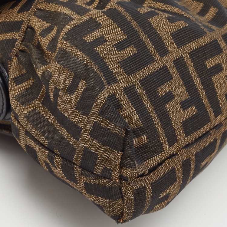 Pre Owned Fendi Black/Tobacco Zucca Canvas Small Chef Shoulder Bag