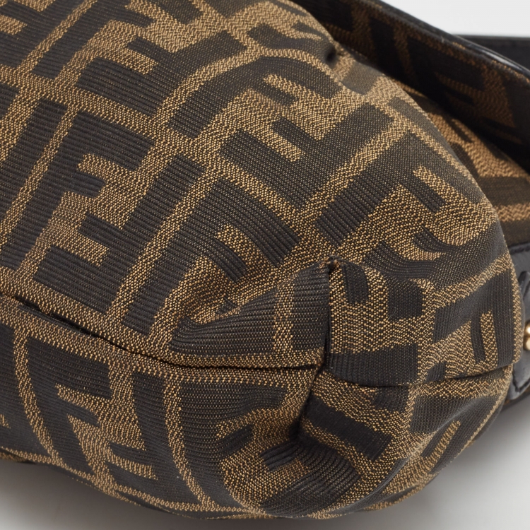 Pre Owned Fendi Black/Tobacco Zucca Canvas Small Chef Shoulder Bag