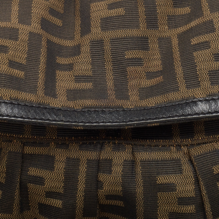 Pre Owned Fendi Black/Tobacco Zucca Canvas Small Chef Shoulder Bag