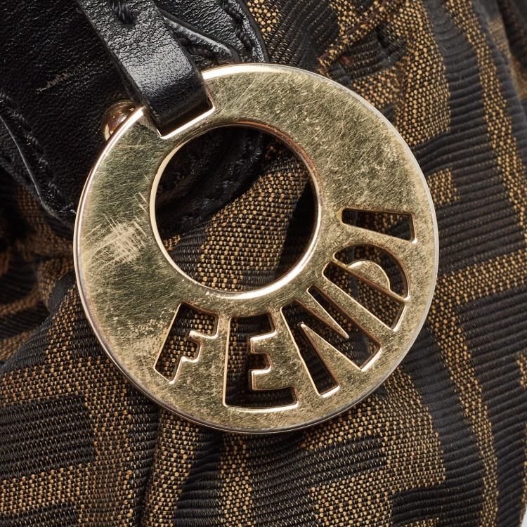 Pre Owned Fendi Black/Tobacco Zucca Canvas Small Chef Shoulder Bag