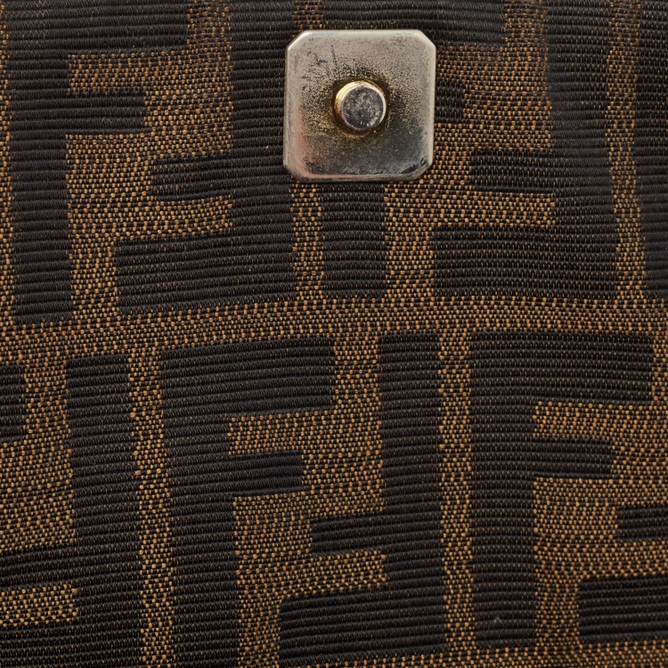 Pre Owned Fendi Black/Tobacco Zucca Canvas Small Chef Shoulder Bag