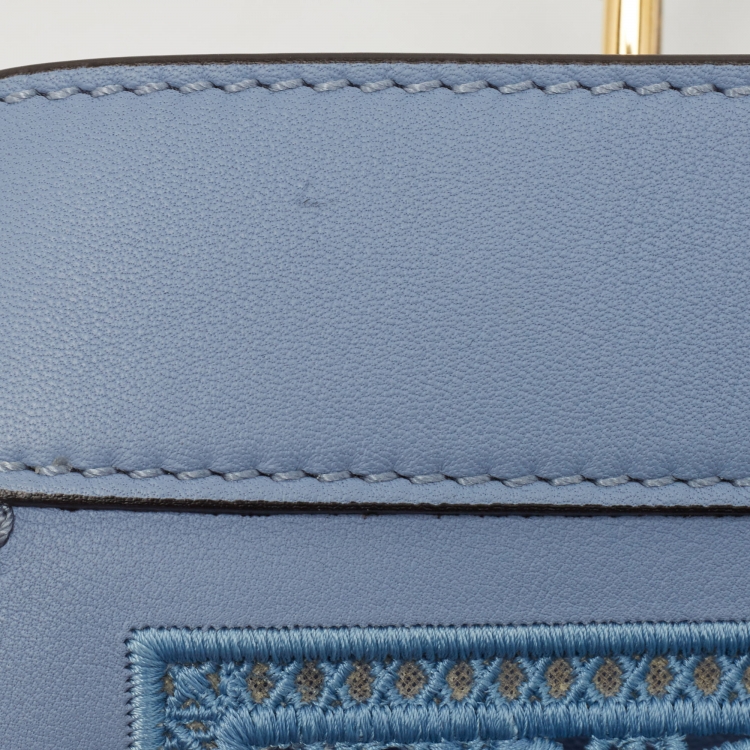 Pre Owned Fendi Light Blue Lasercut Leather Small Peekaboo ISeeU Top Handle Bag