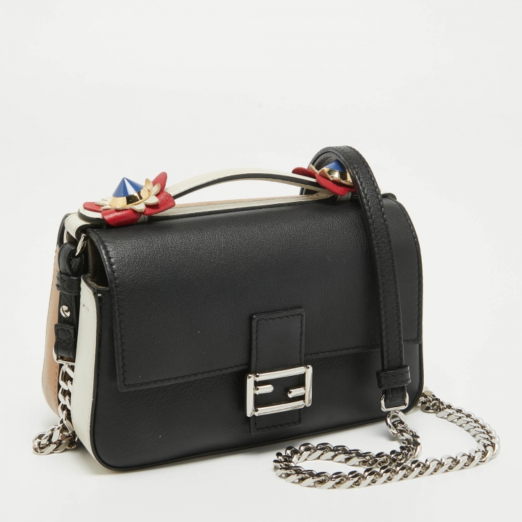 Pre Owned Fendi Multicolor Leather Micro Flowerland Double Baguette Bag