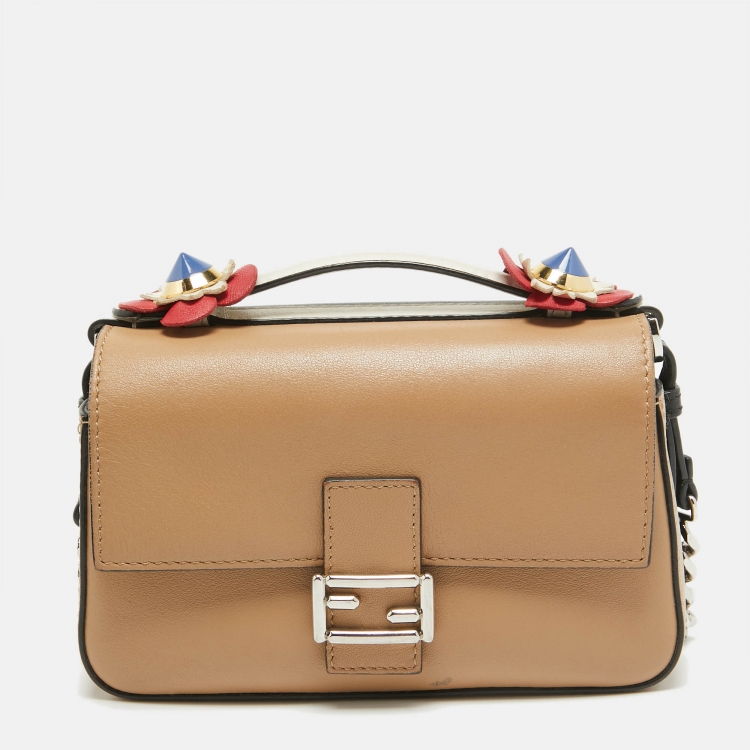 Pre Owned Fendi Multicolor Leather Micro Flowerland Double Baguette Bag