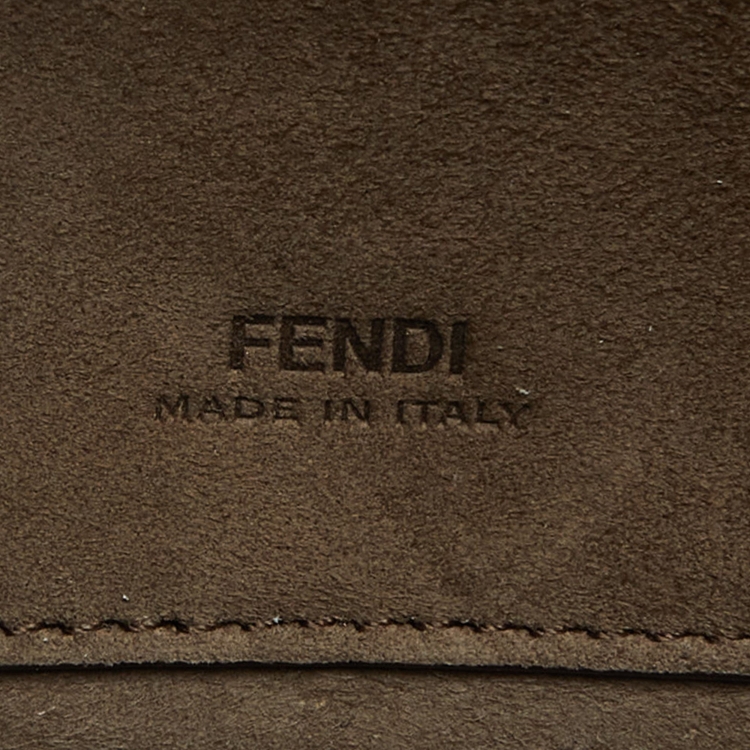 Pre Owned Fendi Tobacco Zucca Canvas and Leather Phone Baguette Bag