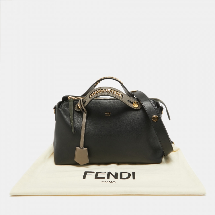 Pre Owned Fendi Black/Grey Leather Small By The Way Shoulder Bag
