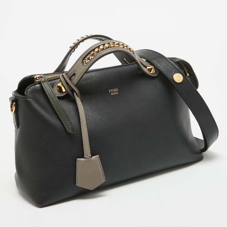 Pre Owned Fendi Black/Grey Leather Small By The Way Shoulder Bag
