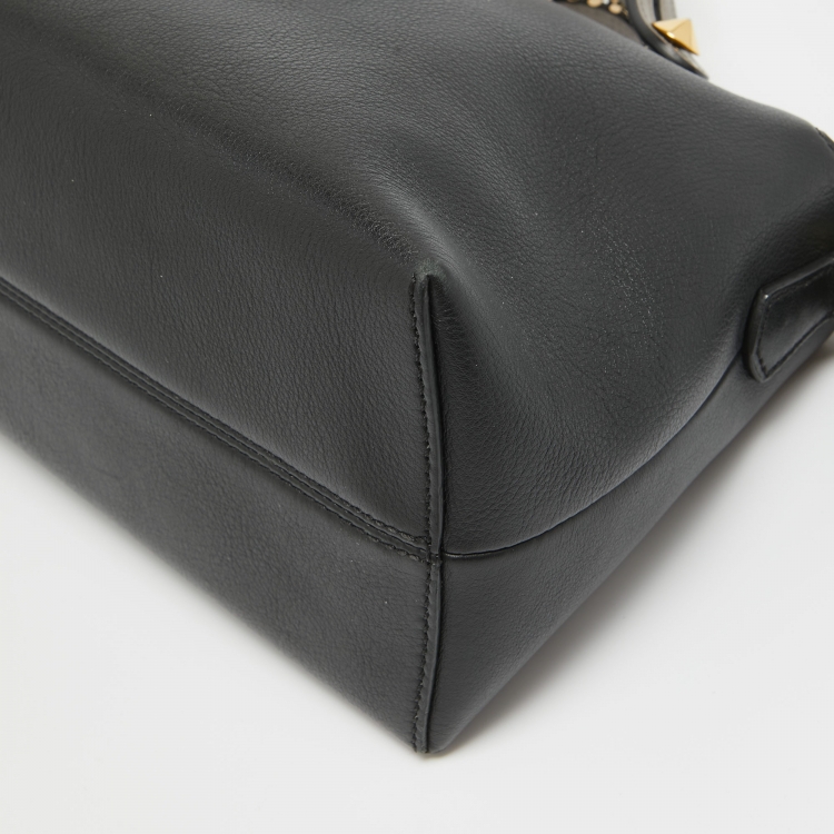 Pre Owned Fendi Black/Grey Leather Small By The Way Shoulder Bag