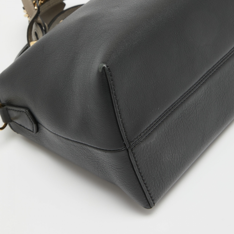 Pre Owned Fendi Black/Grey Leather Small By The Way Shoulder Bag