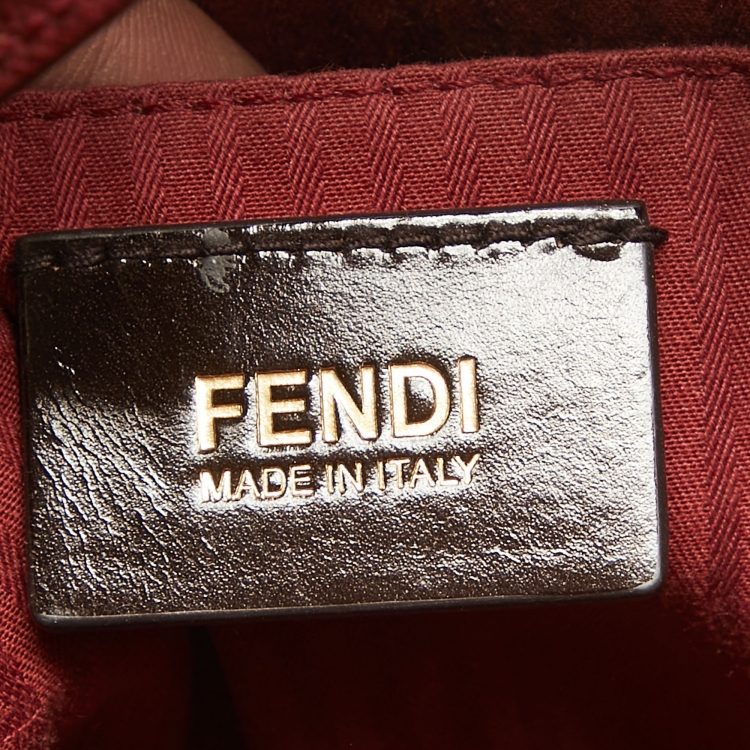 Pre Owned Fendi Dark Red Leather Medium 2Jours Tote