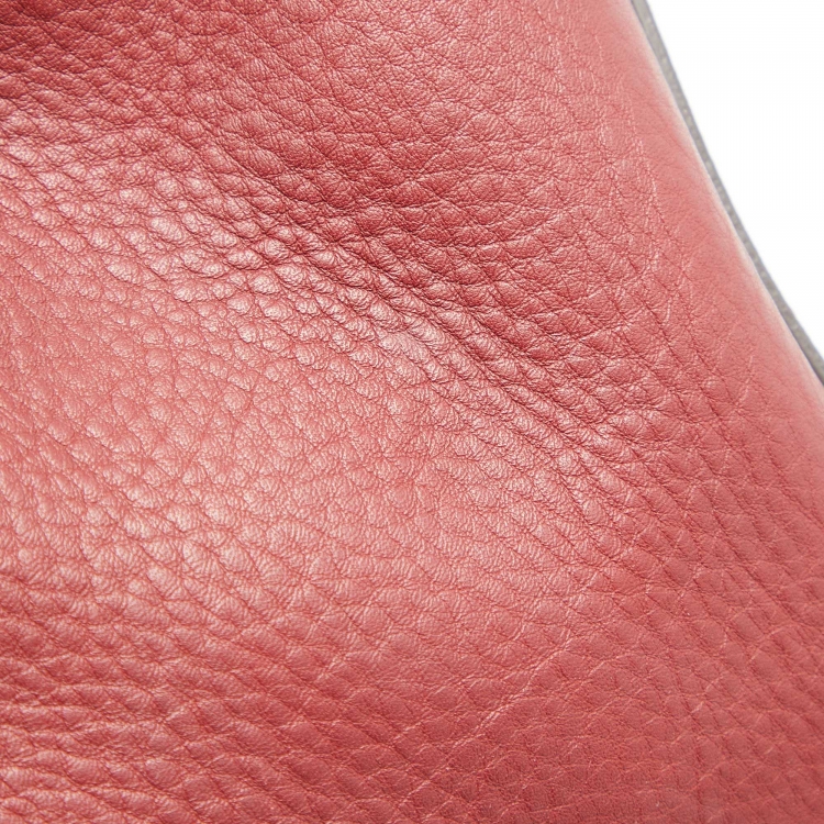 Pre Owned Fendi Dark Red Leather Medium 2Jours Tote